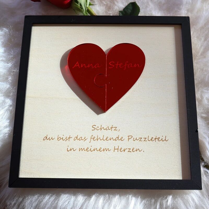 Cadre personnalisé version allemande Tu es la pièce manquante de mon cœur Cadeau parfait pour le couple