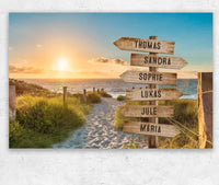 Toile personnalisée « Panneau sur la plage »