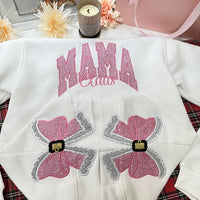 Sweat-shirt maman personnalisé avec nœud latéral pailleté et broderie