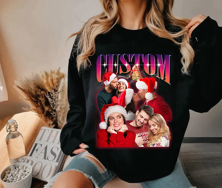Cadeaux de Noël Sweatshirts rétro personnalisés. Personnalisez votre propre sweat-shirt rétro des années 90 avec un t-shirt de rappeur personnalisé