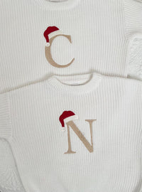 Kerstmuts Monogram Oversized Kinder Peuter Geborduurde Babytrui