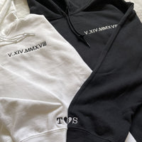 Sweat-shirt personnalisé brodé pour couple avec chiffres romains, cadeaux de Noël