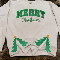 Sweat-shirt personnalisé avec broderie, nœud latéral pailleté et motif sapin de Noël, cadeau créatif pour un être cher