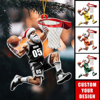Décoration de Noël personnalisée en acrylique représentant un joueur de basket-ball du Père Noël, cadeau pour les amateurs de basket-ball