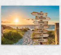 Toile personnalisée « Panneau sur la plage »