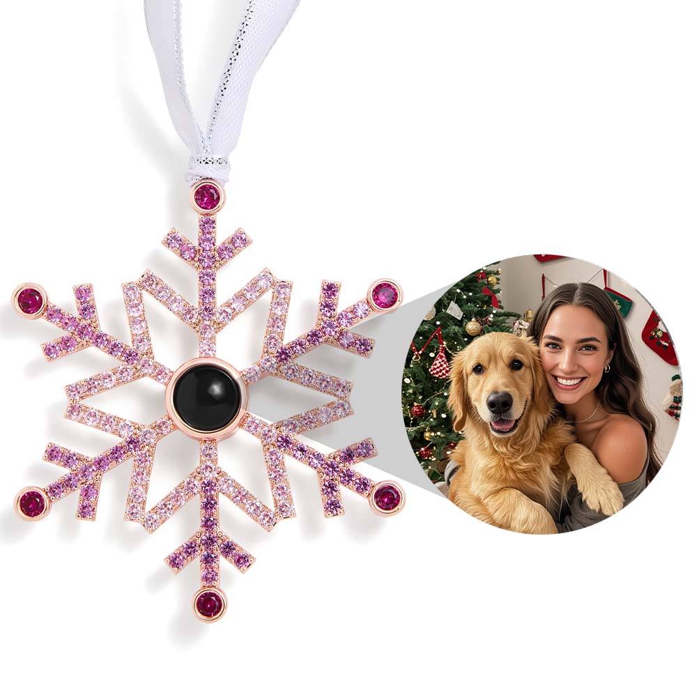 Décoration photo personnalisée en forme de flocon de neige rose, cadeaux de Noël