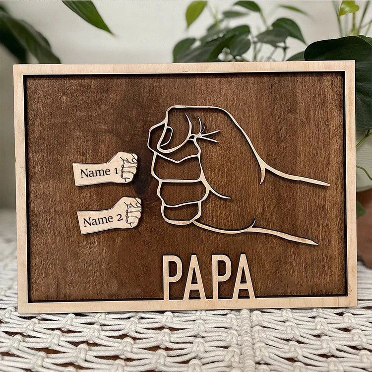 Cadre en bois personnalisé avec 1 à 6 noms pour papa
