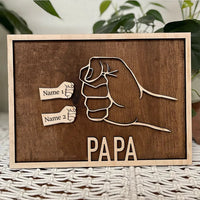 Cadre en bois personnalisé avec 1 à 6 noms pour papa