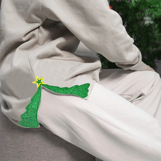 Sweat-shirt personnalisé avec broderie, nœud latéral pailleté et motif sapin de Noël, cadeau créatif pour un être cher