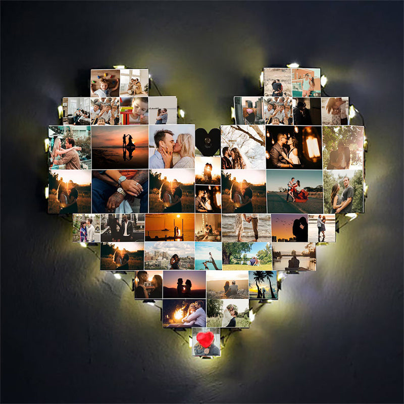 Individuele fotocollagelamp in hartvorm
