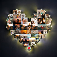 Individuele fotocollagelamp in hartvorm