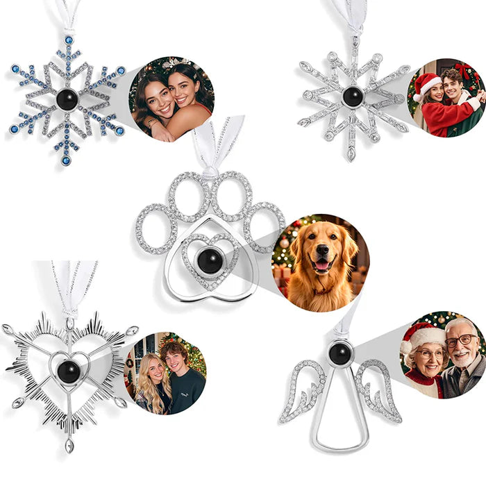 Décoration photo personnalisée en forme de flocon de neige rose, cadeaux de Noël