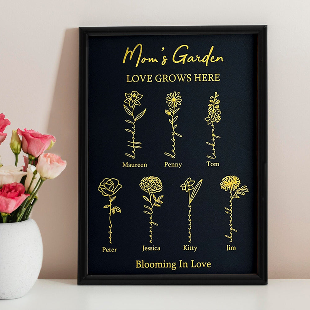 Hot Sale⭐️Aangepast geboortebloemframe van goudfolie