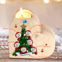 Hartvormige kaarsenhouder gepersonaliseerd met 2-8 namen en tekst voor de kerstboom