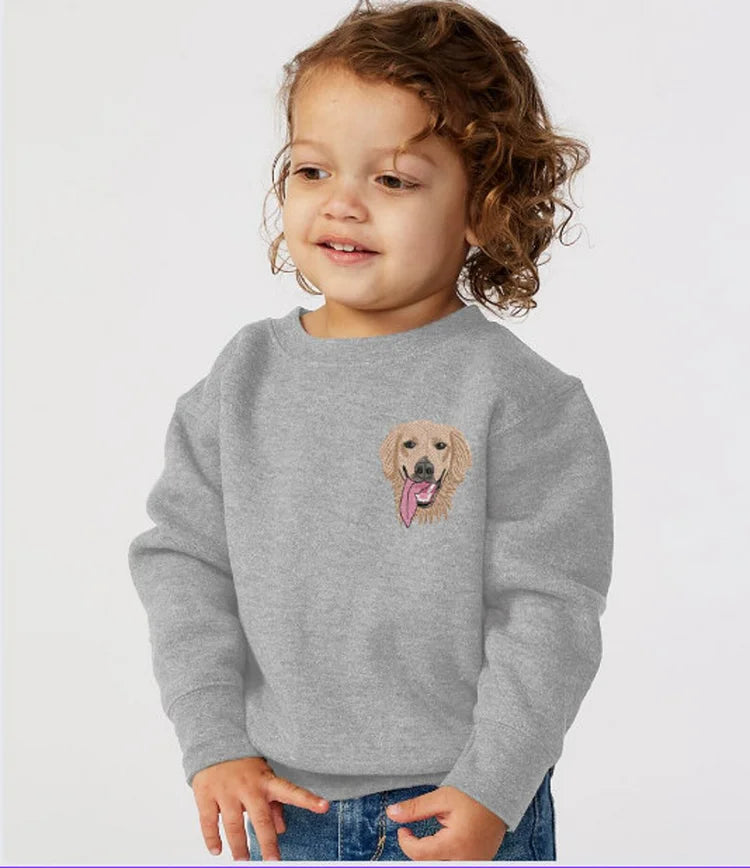 Gepersonaliseerde geborduurde huisdierentrui voor kinderen, peuterhondentrui, gepersonaliseerde kindertrui, peutercadeau, kerstcadeau voor kinderen