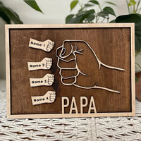 Cadre en bois personnalisé avec 1 à 6 noms pour papa