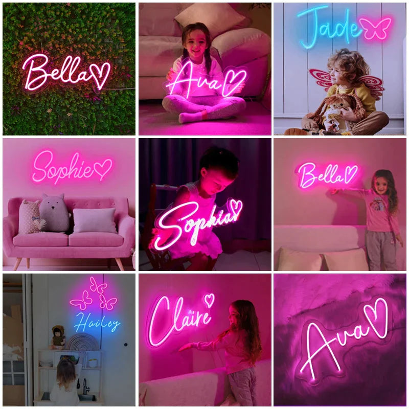 Neonreclame met aangepaste naam en LED-neonlicht