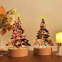 Lampe photo collage personnalisée en forme de sapin de Noël avec photos