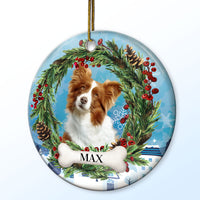 Gepersonaliseerde foto met lieflijk huisdiergezichtje - Kerstcadeau voor dierenliefhebbers, huisdierherdenking - Gepersonaliseerd rond keramisch ornament