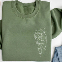 Sweatshirt met geborduurd portret, unieke cadeaus voor papa