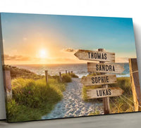Toile personnalisée « Panneau sur la plage »