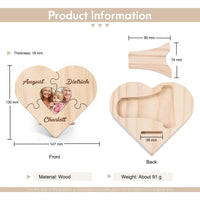 Familie Hart Houten Decoratie - Gepersonaliseerde Foto & 3-9 Naam Puzzel Bureaudecoratie Houten Ornament