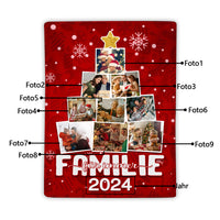 Gepersonaliseerde flanellen deken met 9 foto's en een jaarthema – Family Forever – Gezellige kerstdeken voor het hele gezin