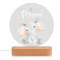 Veilleuse éléphant en acrylique personnalisée avec 1 nom – Décoration unique pour enfants