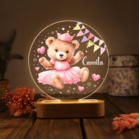 Veilleuse ours en acrylique personnalisée avec 1 nom – Décoration mignonne pour enfants