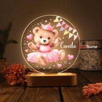 Veilleuse ours en acrylique personnalisée avec 1 nom – Décoration mignonne pour enfants