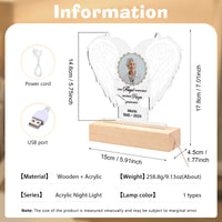 Veilleuse LED personnalisée avec 1 nom, photo et date avec ailes d'ange – Vos ailes étaient prêtes, mais nos cœurs ne l'étaient pas – Lampe de nuit commémorative en acrylique