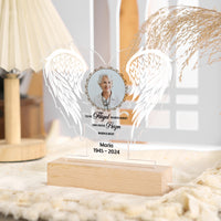 Veilleuse LED personnalisée avec 1 nom, photo et date avec ailes d'ange – Vos ailes étaient prêtes, mais nos cœurs ne l'étaient pas – Lampe de nuit commémorative en acrylique