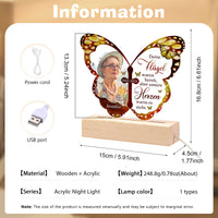 Veilleuse LED papillon personnalisée avec 1 nom, photo et date – Vos ailes étaient prêtes, mais nos cœurs ne l’étaient pas – Lampe de nuit commémorative en acrylique