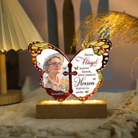 Veilleuse LED papillon personnalisée avec 1 nom, photo et date – Vos ailes étaient prêtes, mais nos cœurs ne l’étaient pas – Lampe de nuit commémorative en acrylique