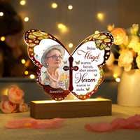 Veilleuse LED papillon personnalisée avec 1 nom, photo et date – Vos ailes étaient prêtes, mais nos cœurs ne l’étaient pas – Lampe de nuit commémorative en acrylique