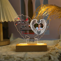 Veilleuse LED personnalisée avec 1 nom et 1 photo et ailes d'ange – À la douce mémoire – Lampe de nuit commémorative en acrylique