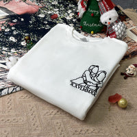 Sweat-shirt brodé personnalisé, style velours, portrait, lecteur de musique, chiffres romains, texte personnalisé, cadeau pour couples et famille