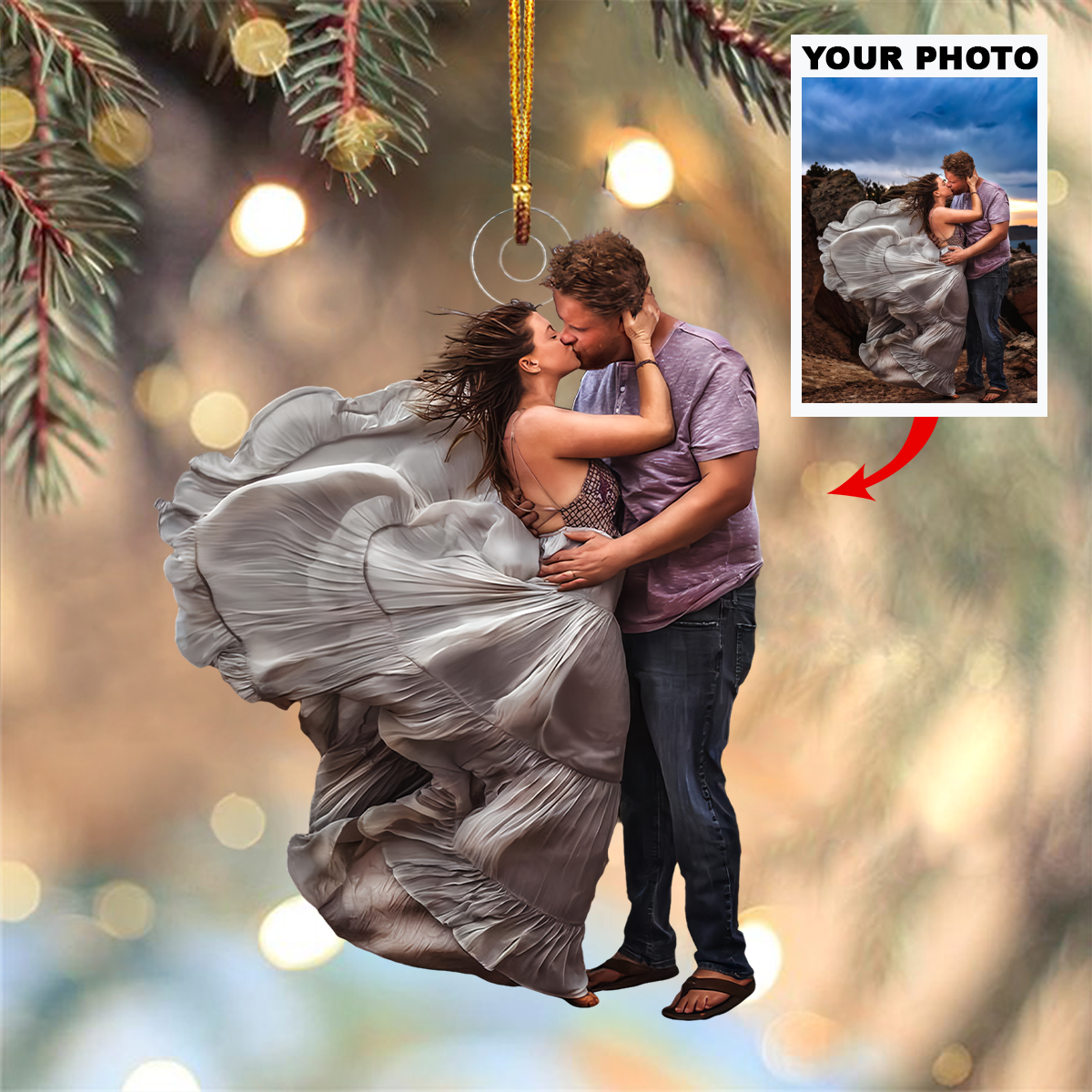 Jij en ik koppel ornament - gepersonaliseerd foto mica ornament - kerstcadeau