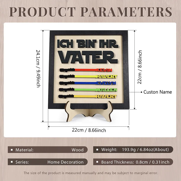 Houten decoratie voor vader - gepersonaliseerd 1-6 namen - ik ben haar vader - ornament houten decoratie voor vader