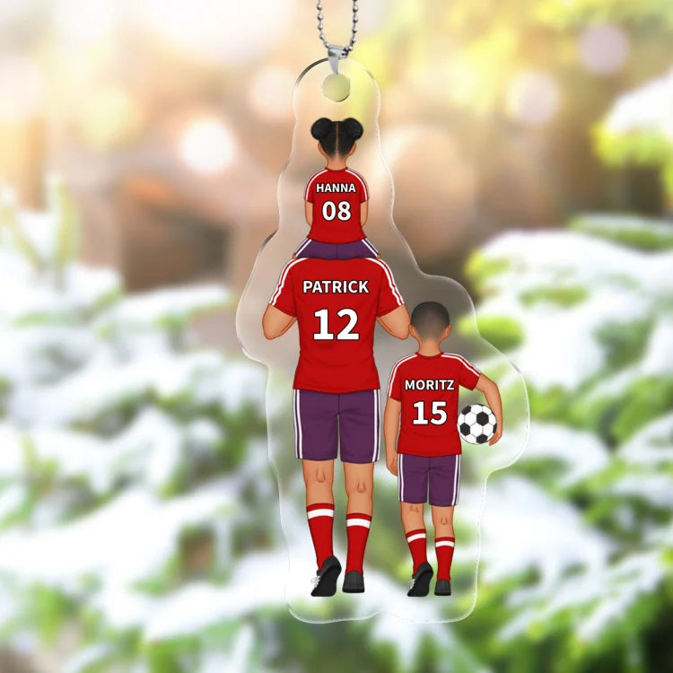 Gepersonaliseerde acryl sleutelhangers met 2-4 namen voor voetbalteams