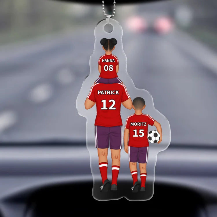 Gepersonaliseerde acryl sleutelhangers met 2-4 namen voor voetbalteams