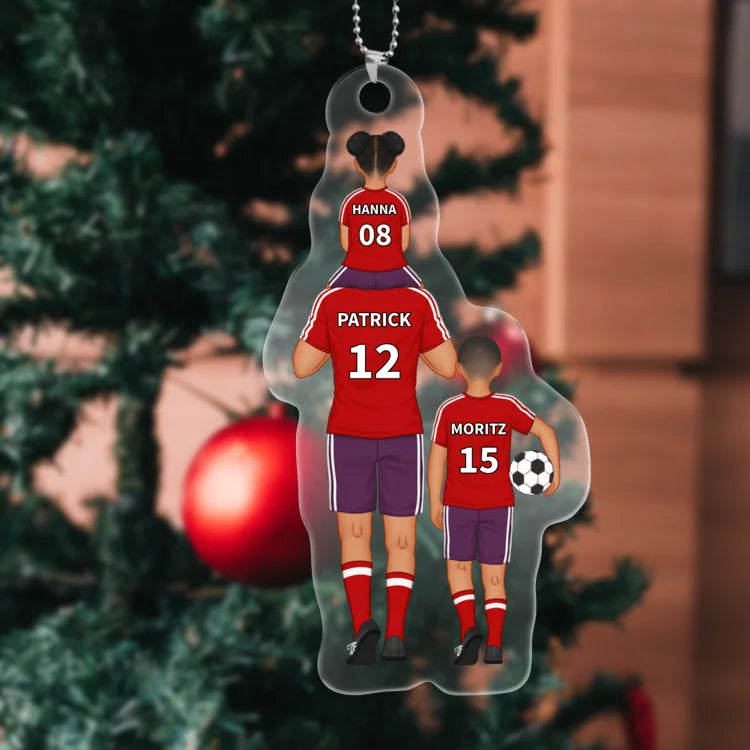 Gepersonaliseerde acryl sleutelhangers met 2-4 namen voor voetbalteams