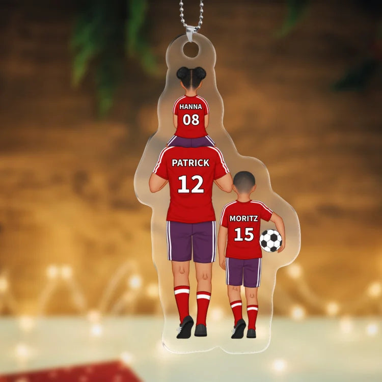 Gepersonaliseerde acryl sleutelhangers met 2-4 namen voor voetbalteams