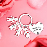 Gepersonaliseerde 1-4 namen familie hart sleutelhanger - Deze oma is van jou - Cadeau voor oma