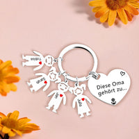 Gepersonaliseerde 1-4 namen familie hart sleutelhanger - Deze oma is van jou - Cadeau voor oma