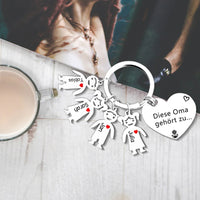 Gepersonaliseerde 1-4 namen familie hart sleutelhanger - Deze oma is van jou - Cadeau voor oma