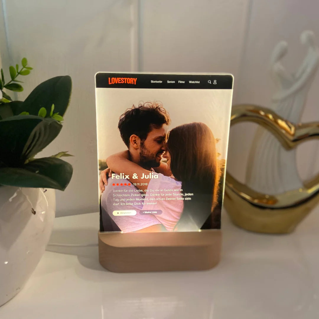 Gepersonaliseerd acrylbord met LED - Jouw liefdesverhaal