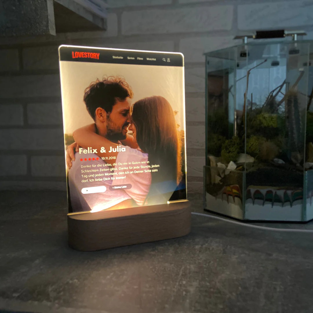 Gepersonaliseerd acrylbord met LED - Jouw liefdesverhaal