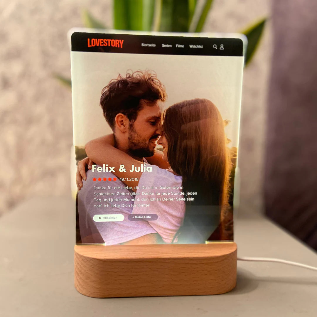 Gepersonaliseerd acrylbord met LED - Jouw liefdesverhaal