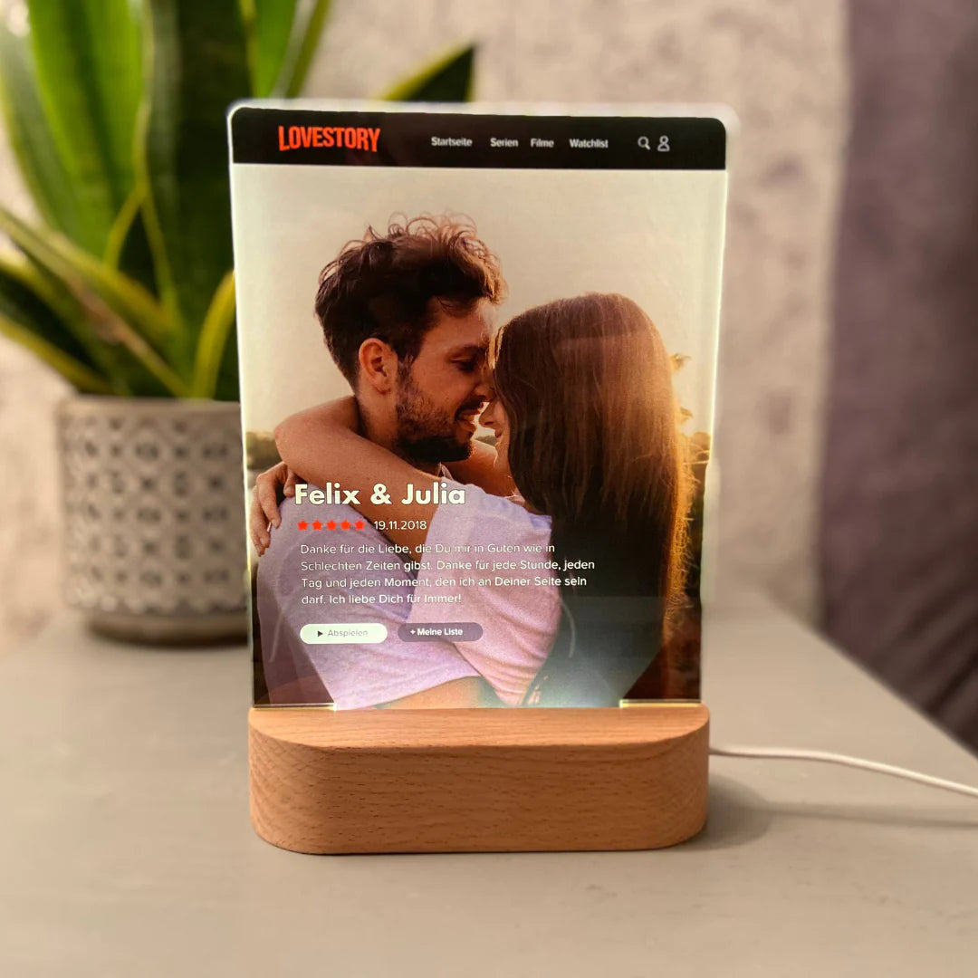 Gepersonaliseerd acrylbord met LED - Jouw liefdesverhaal